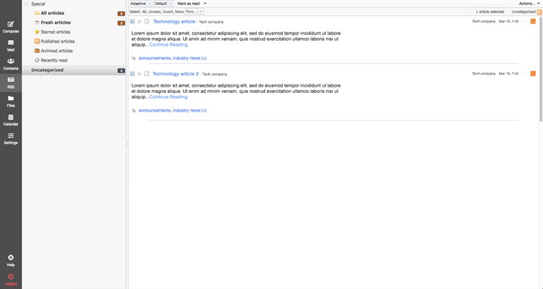 webmail rss screenshot