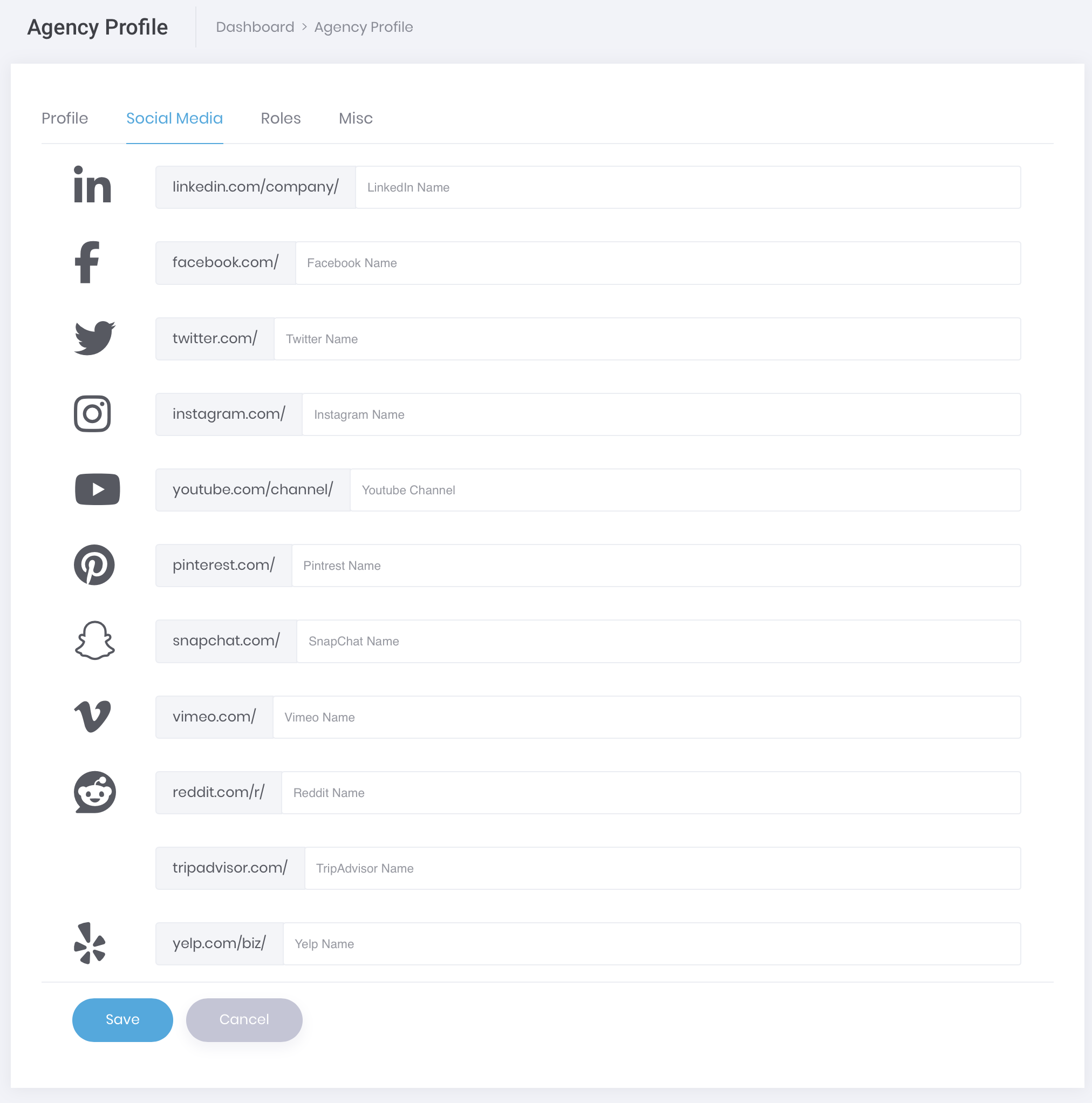 social media tab screenshot