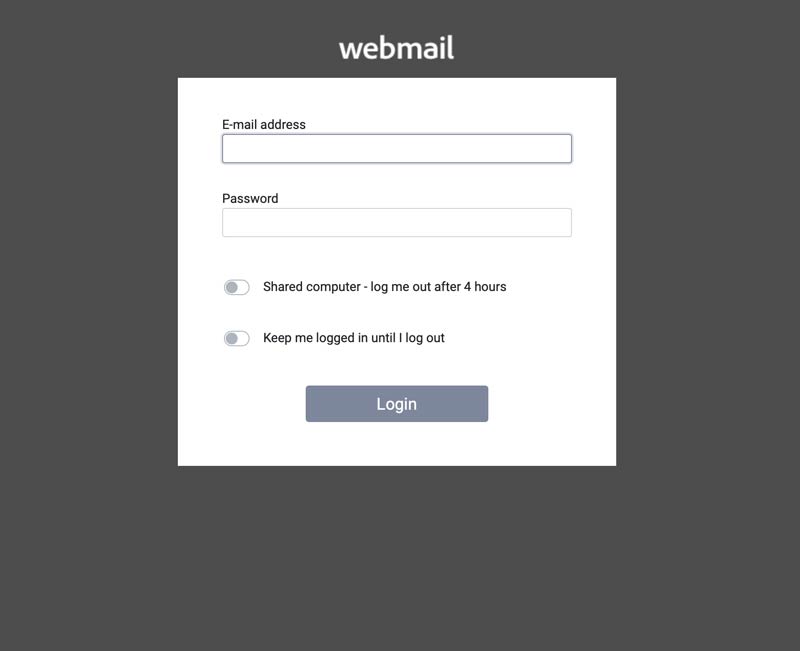 Webmail login screenshot